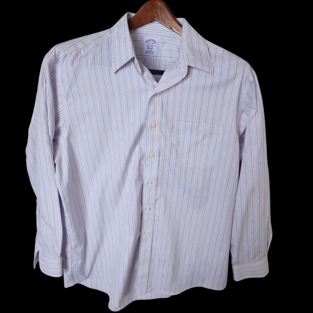 Brooks Brothers 16 1/2 -34 Classic Fit Non-Iron Supima Cotton Stripe Dress Shirt